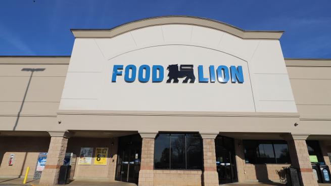 A renovated Food Lion store exterior. 