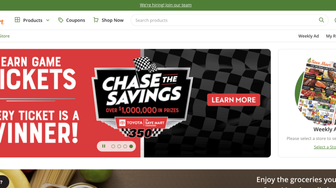 A screenshot of Save Mart's website.